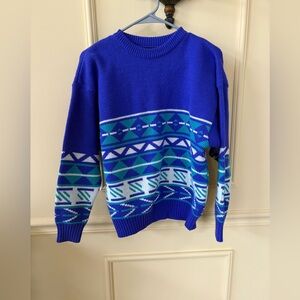 Mountain Lid Woolens Blue Patterned Sweater